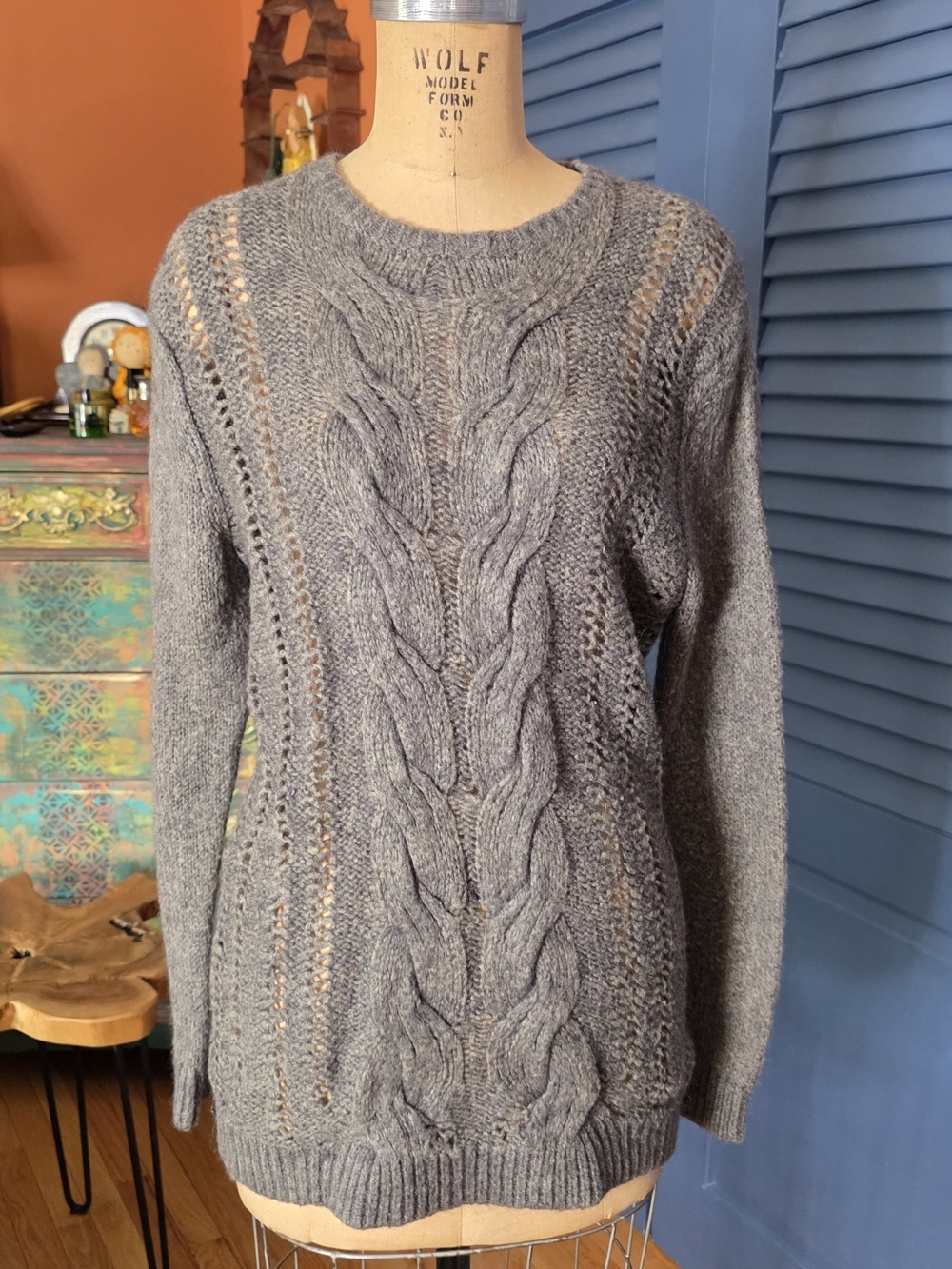 Gray Cable-Knit Women’s Sweater